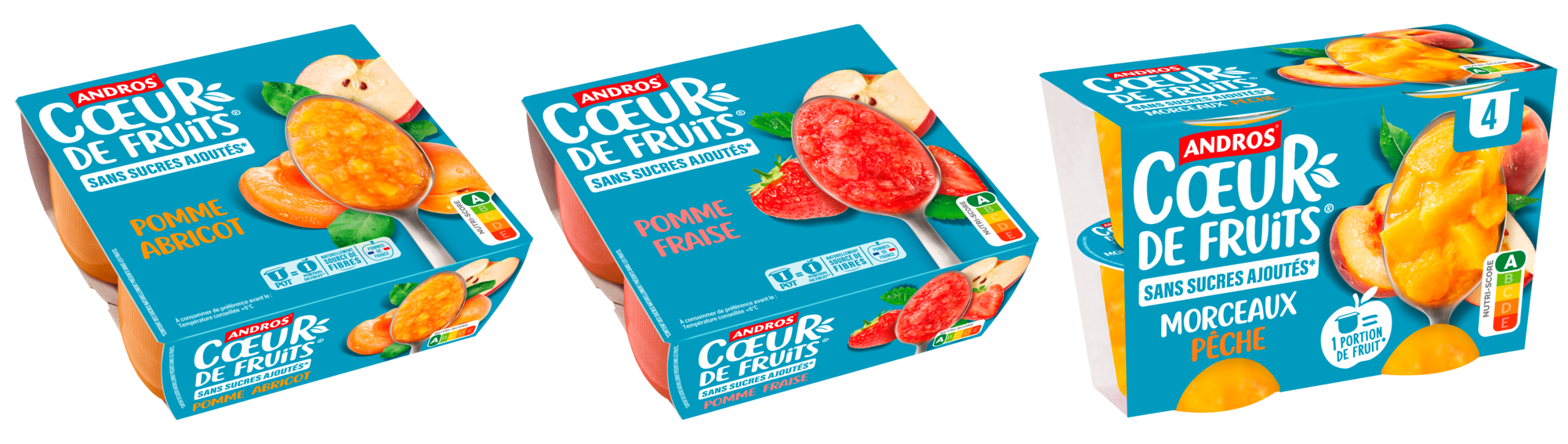 SUR LES PRODUITS PRÉSENTS EN MAGASIN DE LA GAMME COEUR DE FRUITS SANS SUCRES AJOUTÉS "ANDROS " AU RAYON FRAIS