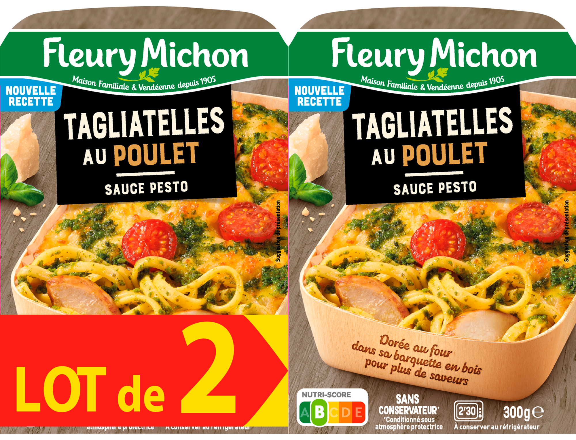 Tagliatelles au poulet sauce pesto