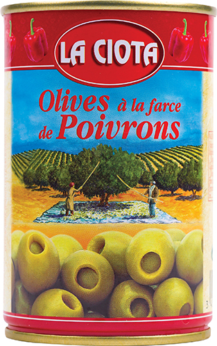 OLIVES VERTES 
À LA FARCE DE POIVRONS
OU À LA FARCE D'ANCHOIS