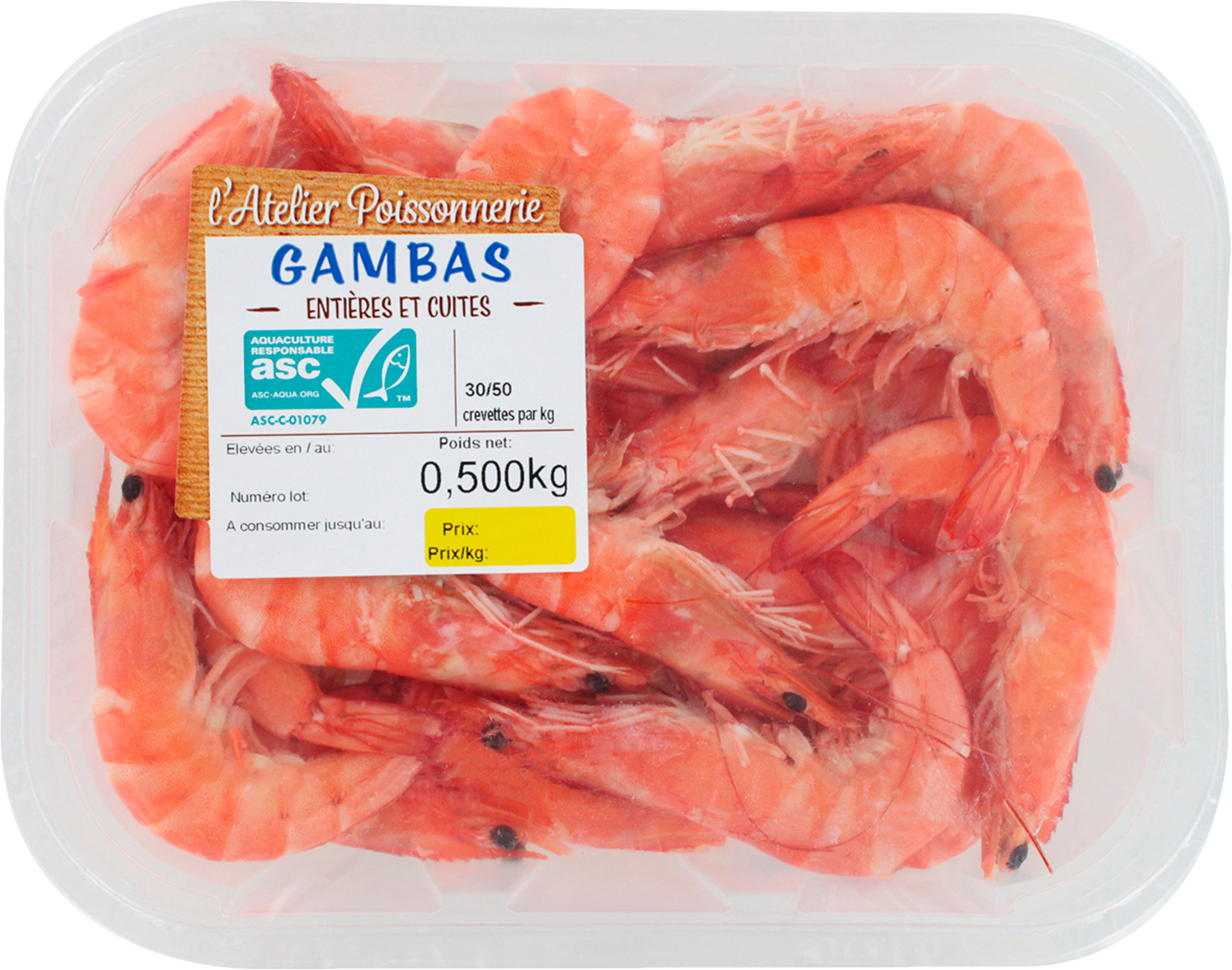 GAMBAS ENTIÈRES ET CUITES ASC