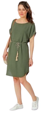 ROBE MANCHES COURTES COL ROND AVEC LIEN LUREX
