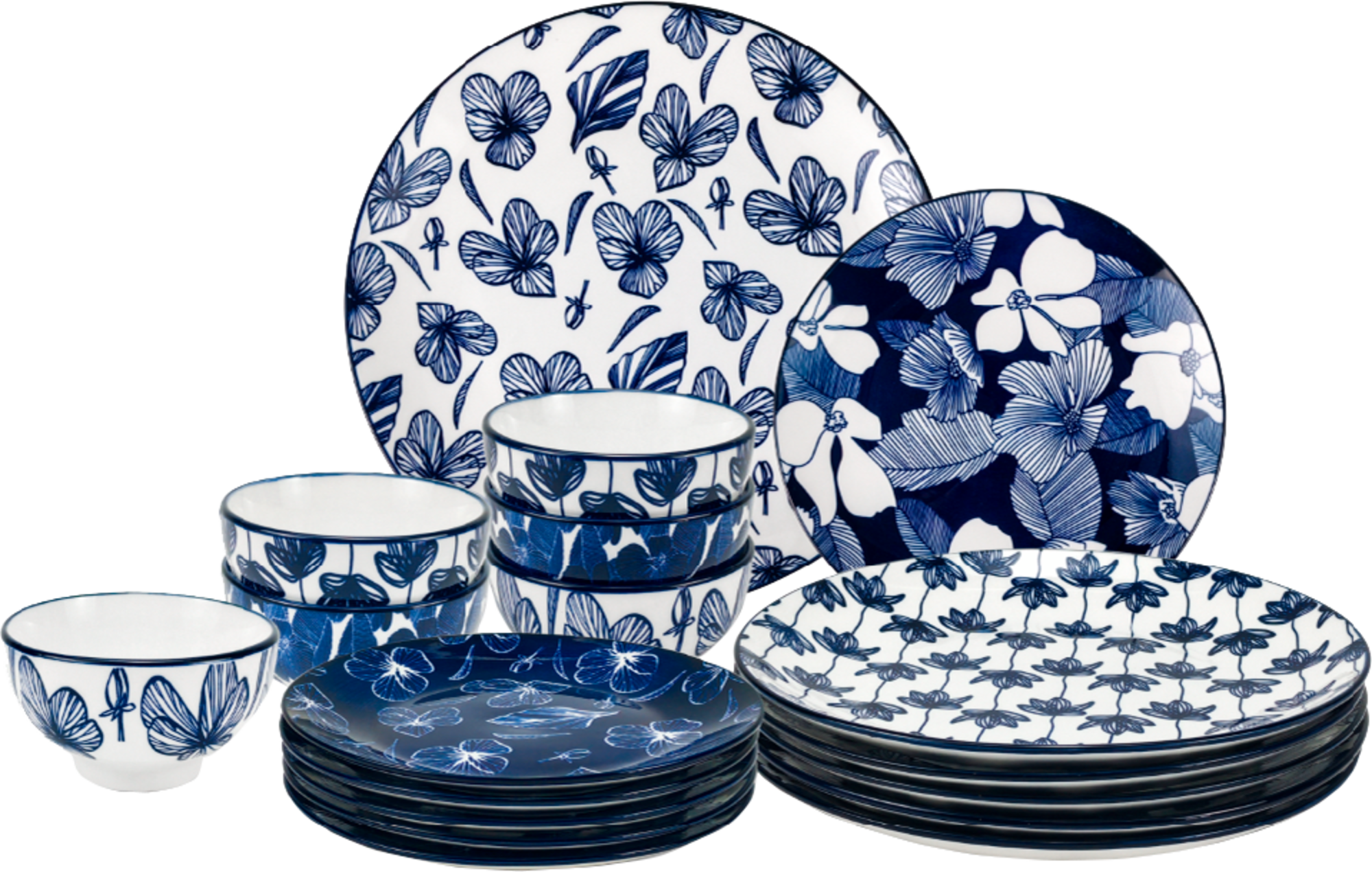 SERVICE DE TABLE 18 PIECES MIX AND MATCH BLEU - COLLECTION ADELE