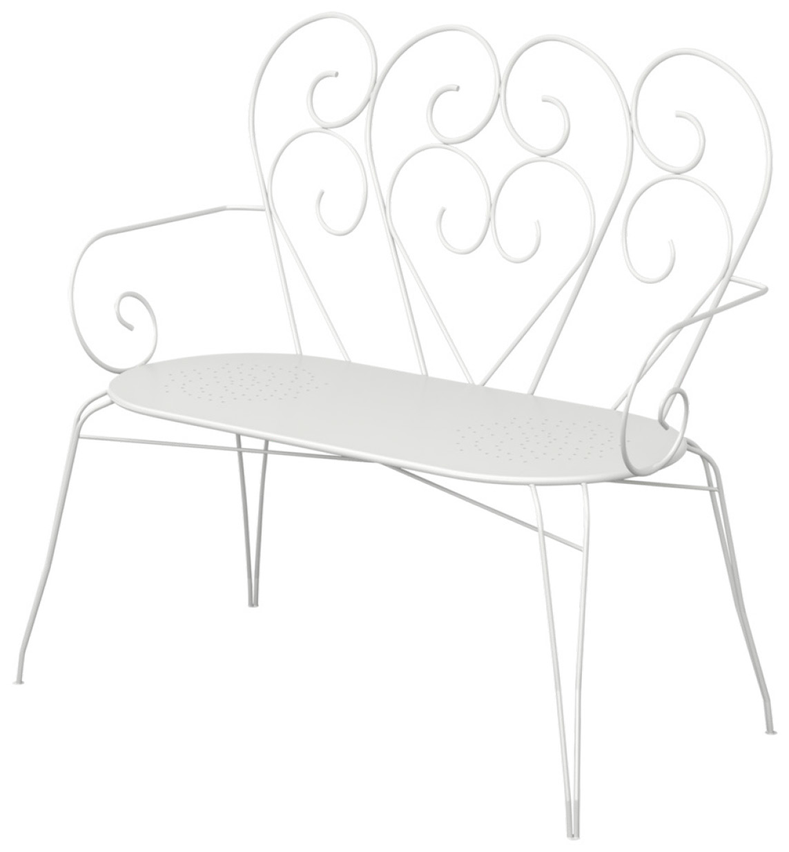 BANC ROMANTIQUE FER FORGÉ BLANC