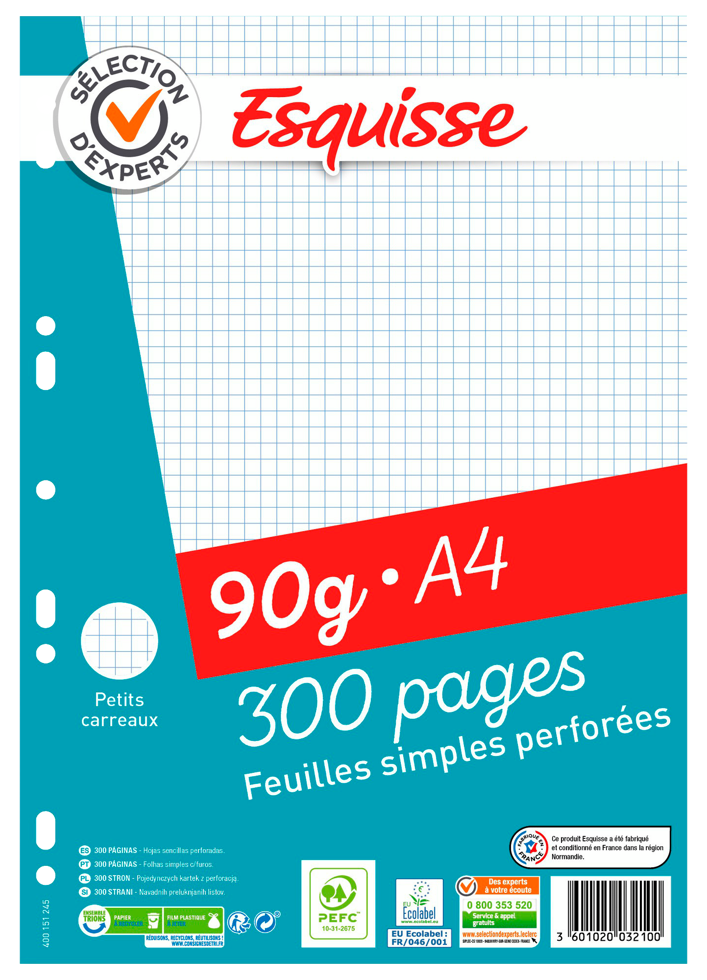 300 PAGES FEUILLES SIMPLES PERFOrées 