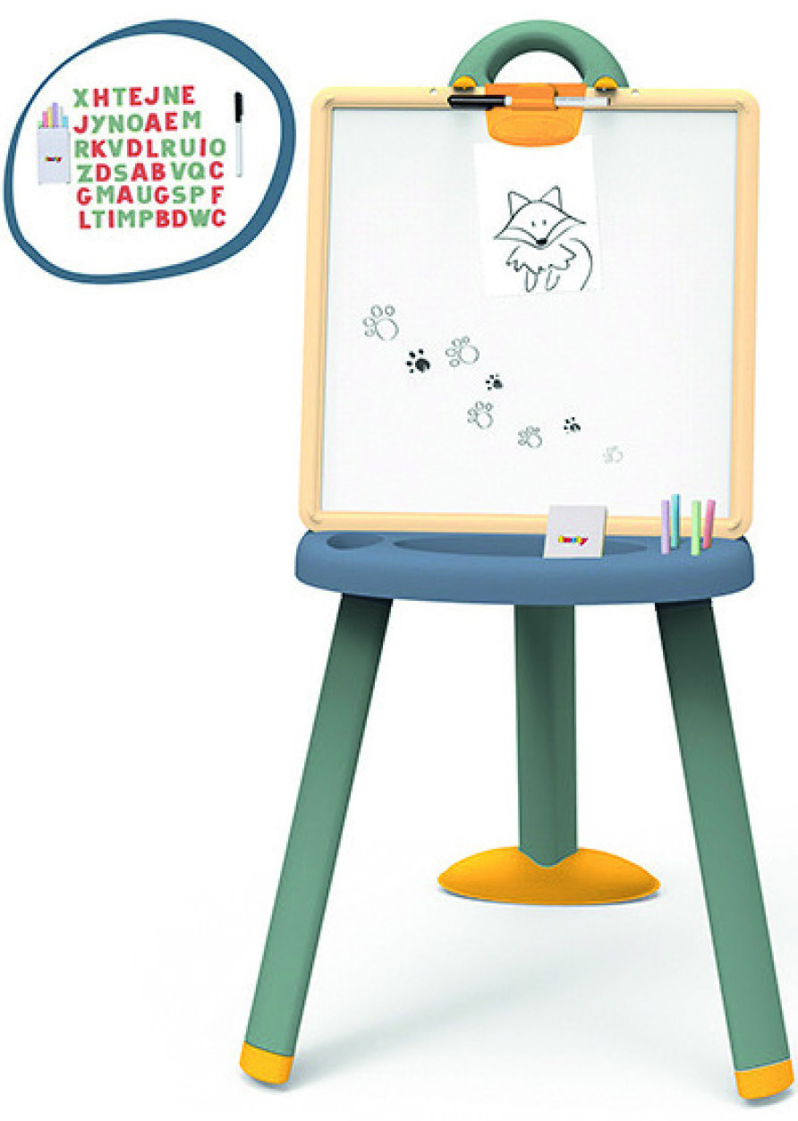 TABLEAU BLEU DOUBLE FACE AVEC LETTRES MAGNÉTIQUES