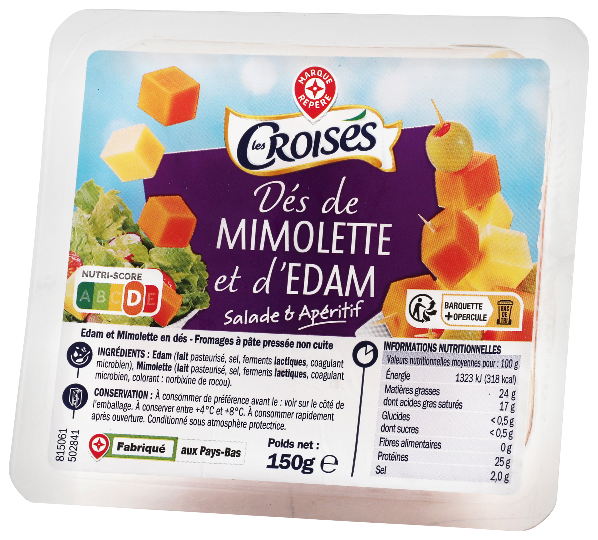 DÉS D'EDAM ET DE MIMOLETTE 24% MAT. GR.