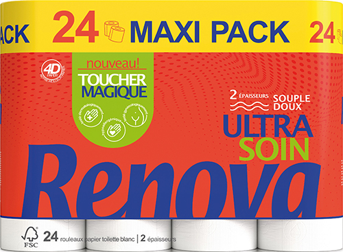 24 ROULEAUX DE PAPIER HYGIÉNIQUE BLANC ULTRA SOIN