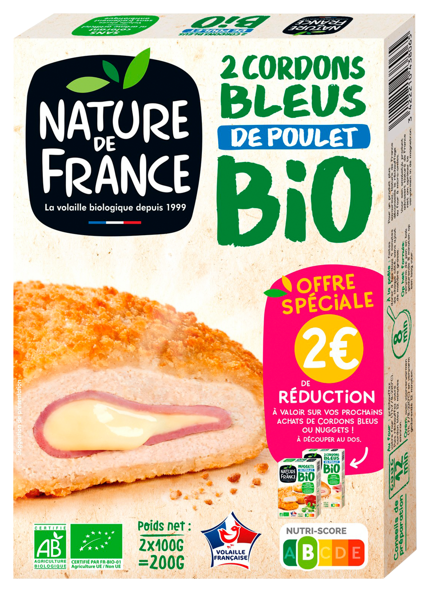 2 cordons bleus de poulet bio