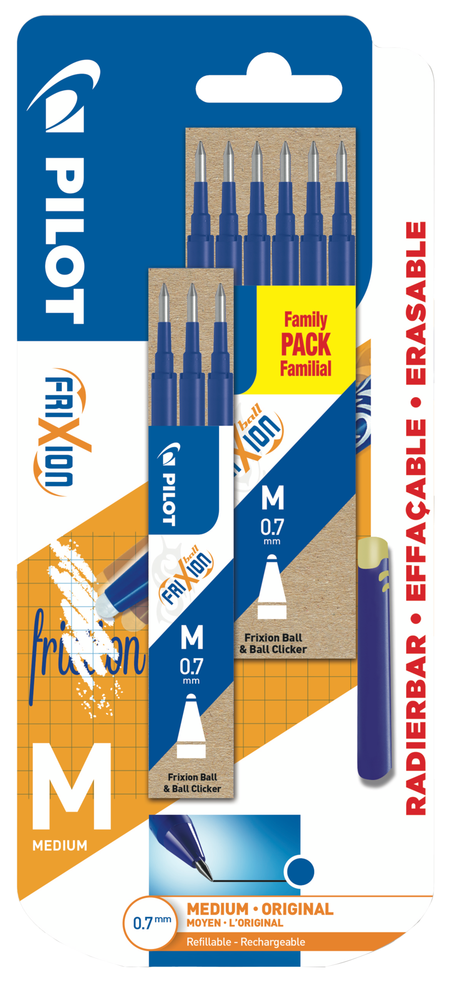 9 recharges pour roller "Frixion" + 1 gomme