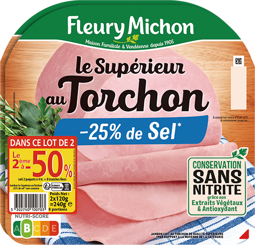 JAMBON CUIT AU TORCHON - 25% DE SEL