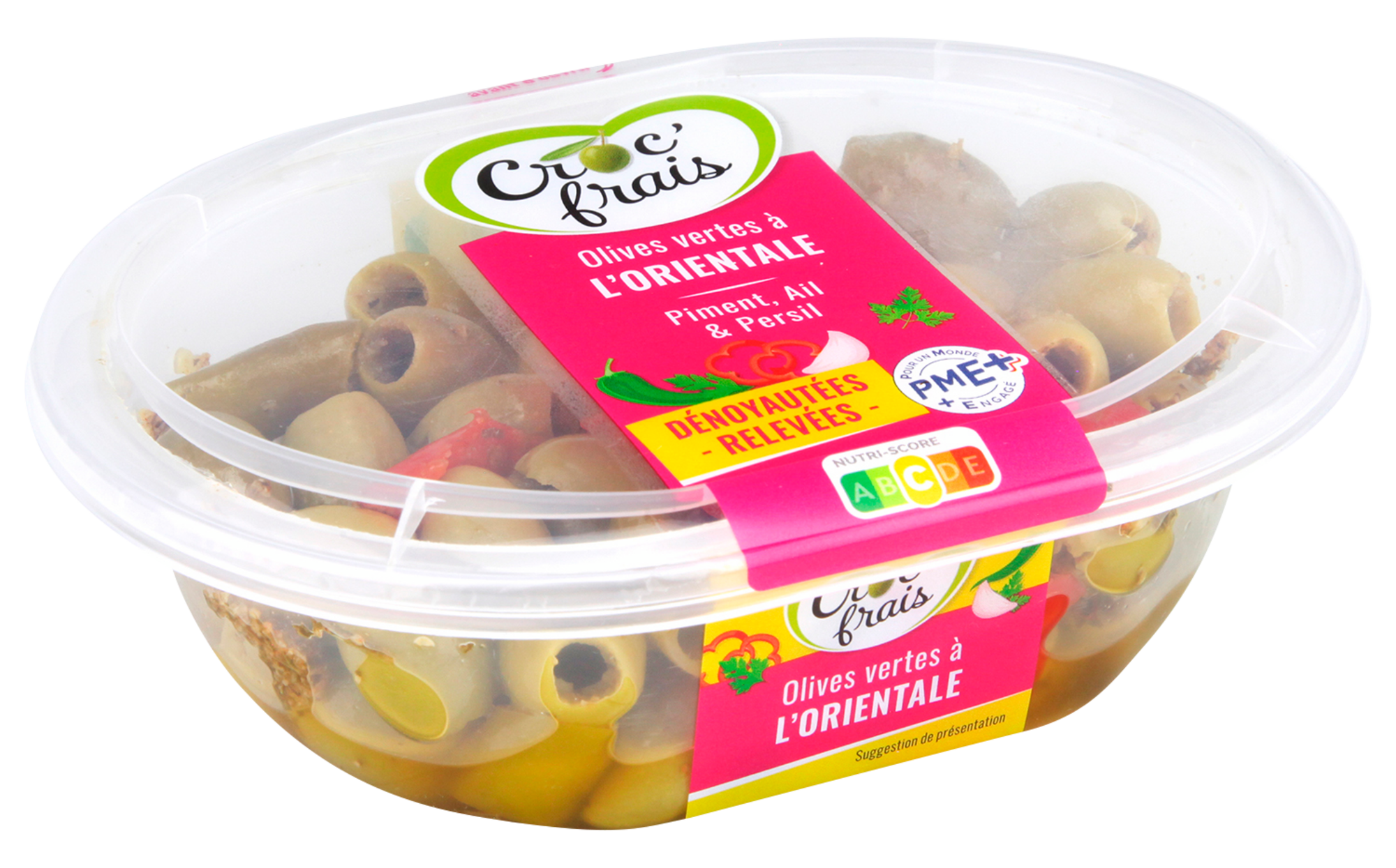 Olives vertes à l'orientale dénoyautées