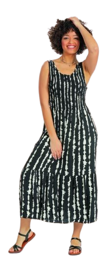 ROBE LONGUE À BRETELLES HAUT SMOKÉ IMPRIMÉ TIE & DYE