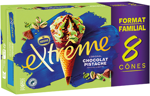 8 CÔNES GLACÉS CHOCOLAT PISTACHE FORMAT FAMILIAL