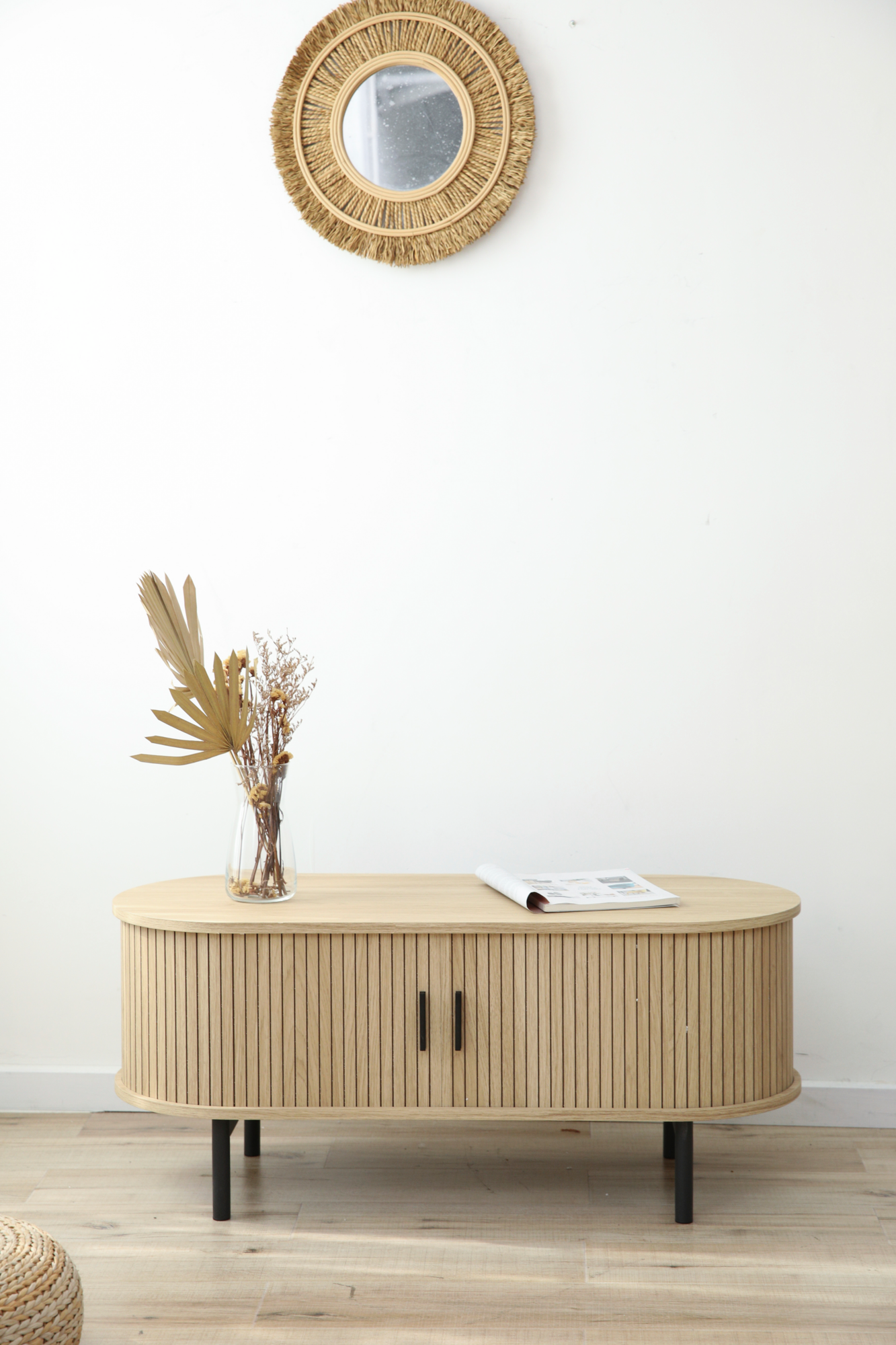 TABLE BASSE TASSEAU PORTES COULISSANTES