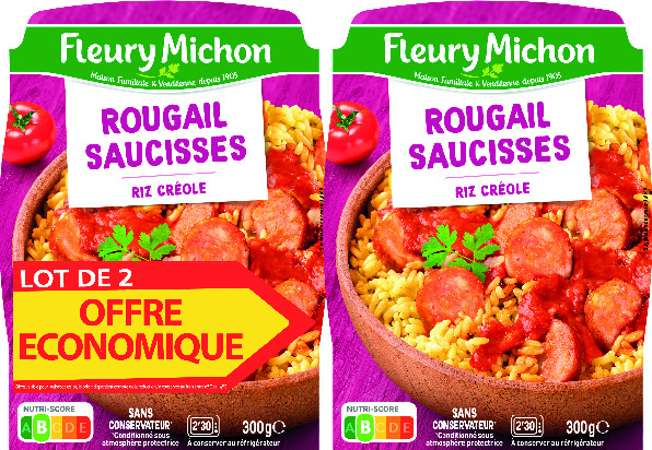 LOT DE 2 ROUGAIL SAUCISSES ET RIZ CRÉOLE