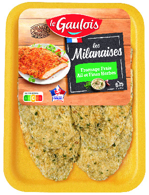 4 FILETS DE POULET LES MILANAISES FROMAGE FRAIS AIL ET FINES HERBES
