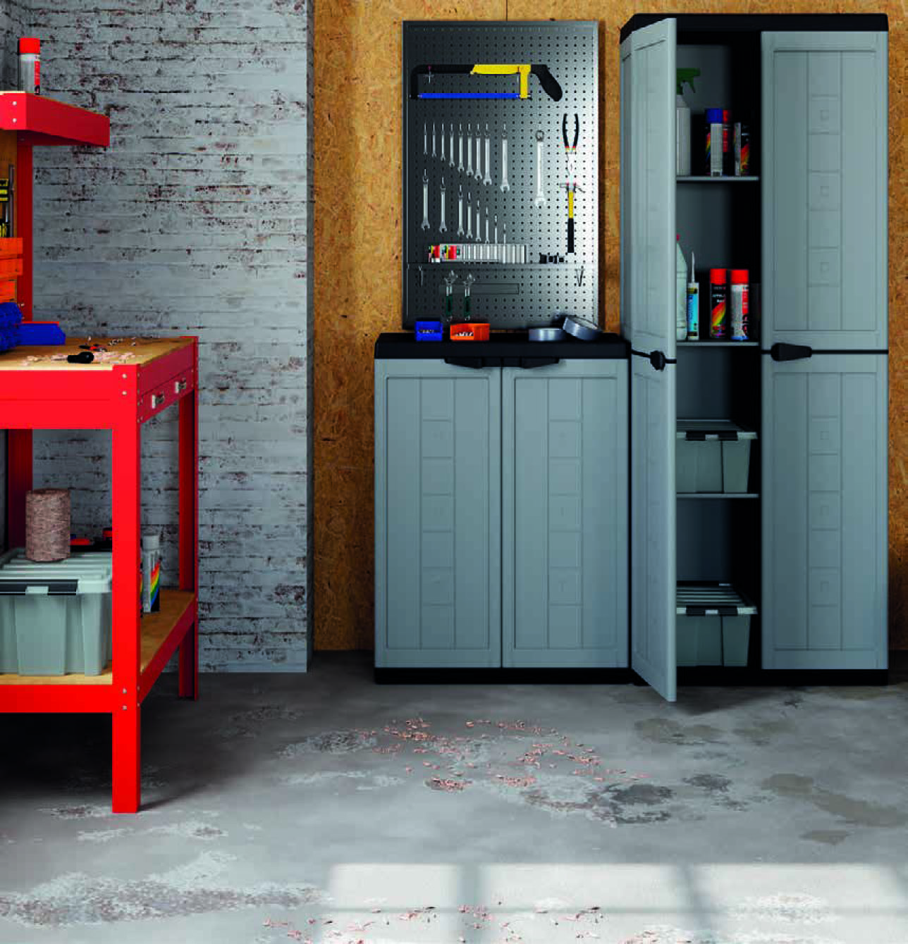 LOT ARMOIRE HAUTE + ARMOIRE BASSE DE RANGEMENT (1)