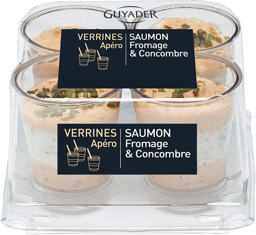 VERRINES SAUMON, FROMAGE ET CONCOMBRE