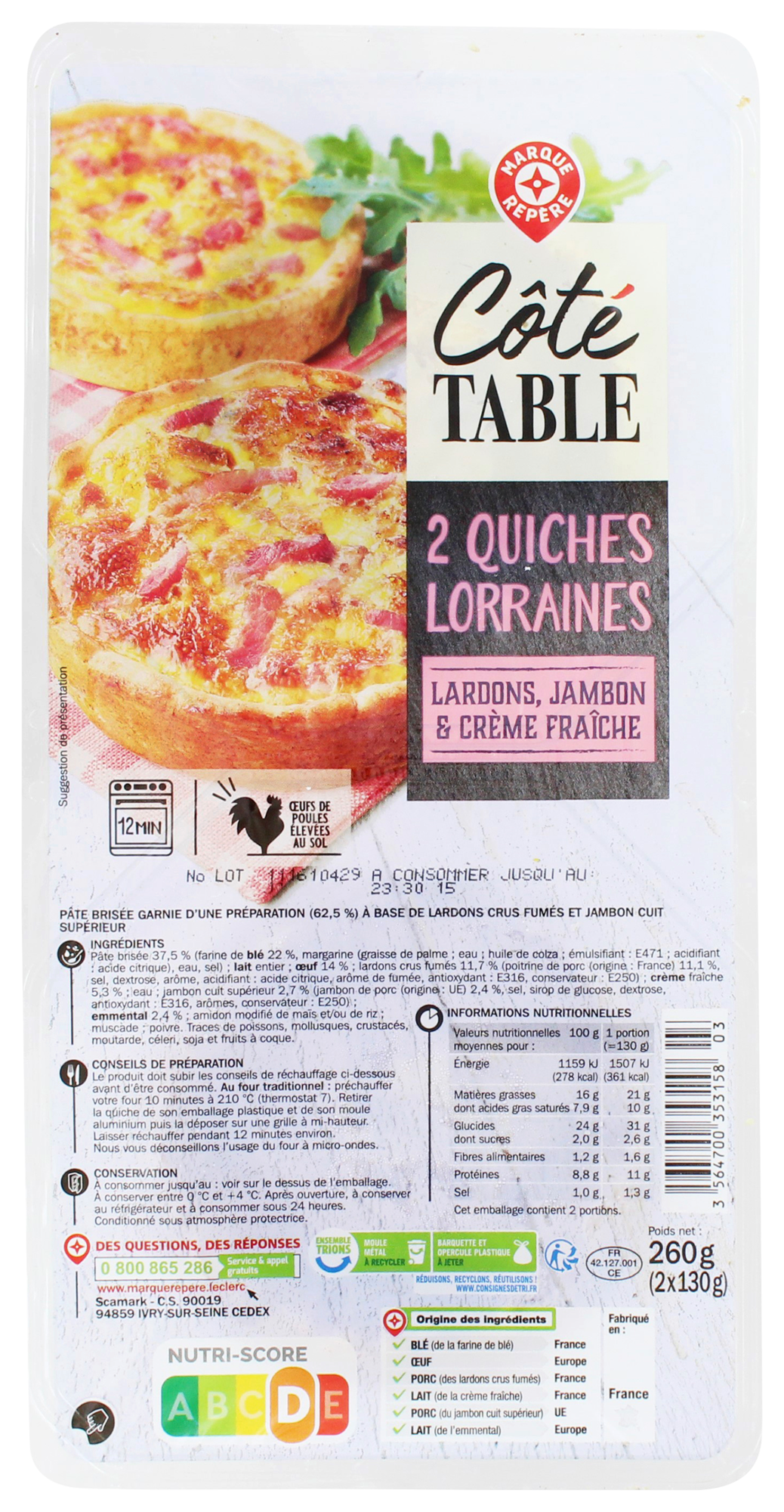 2 QUICHES LORRAINES