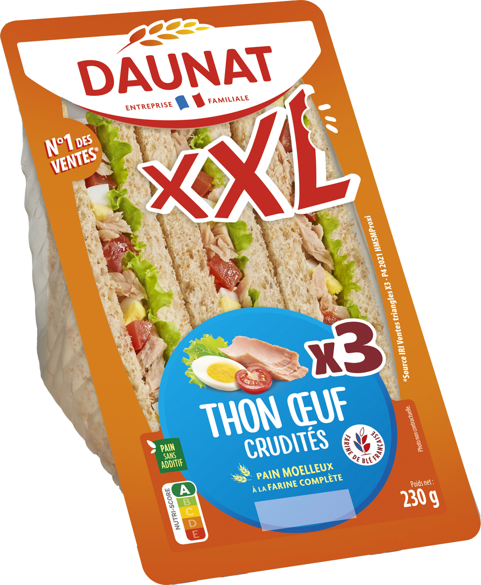 Sandwich XXL thon œuf crudités