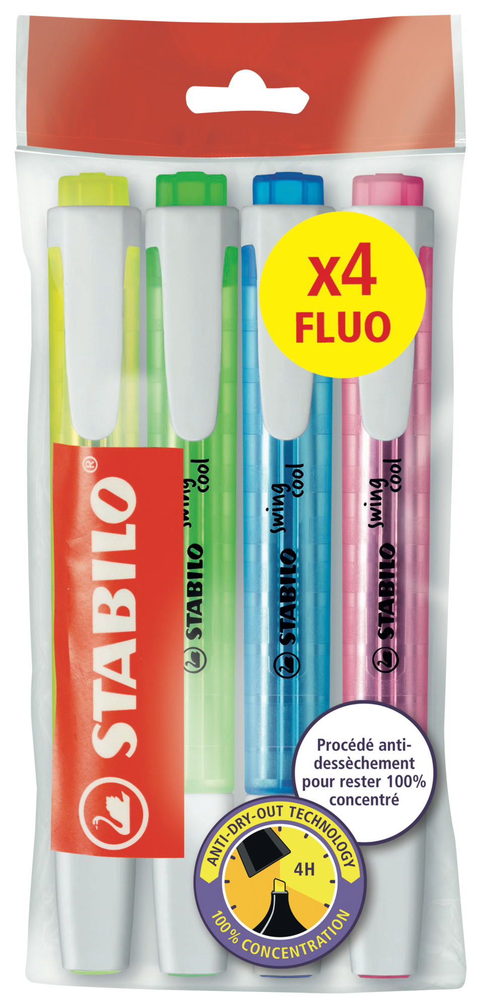 4 SURLIGNEURS FLUO ou pastel "SWING COOL" 