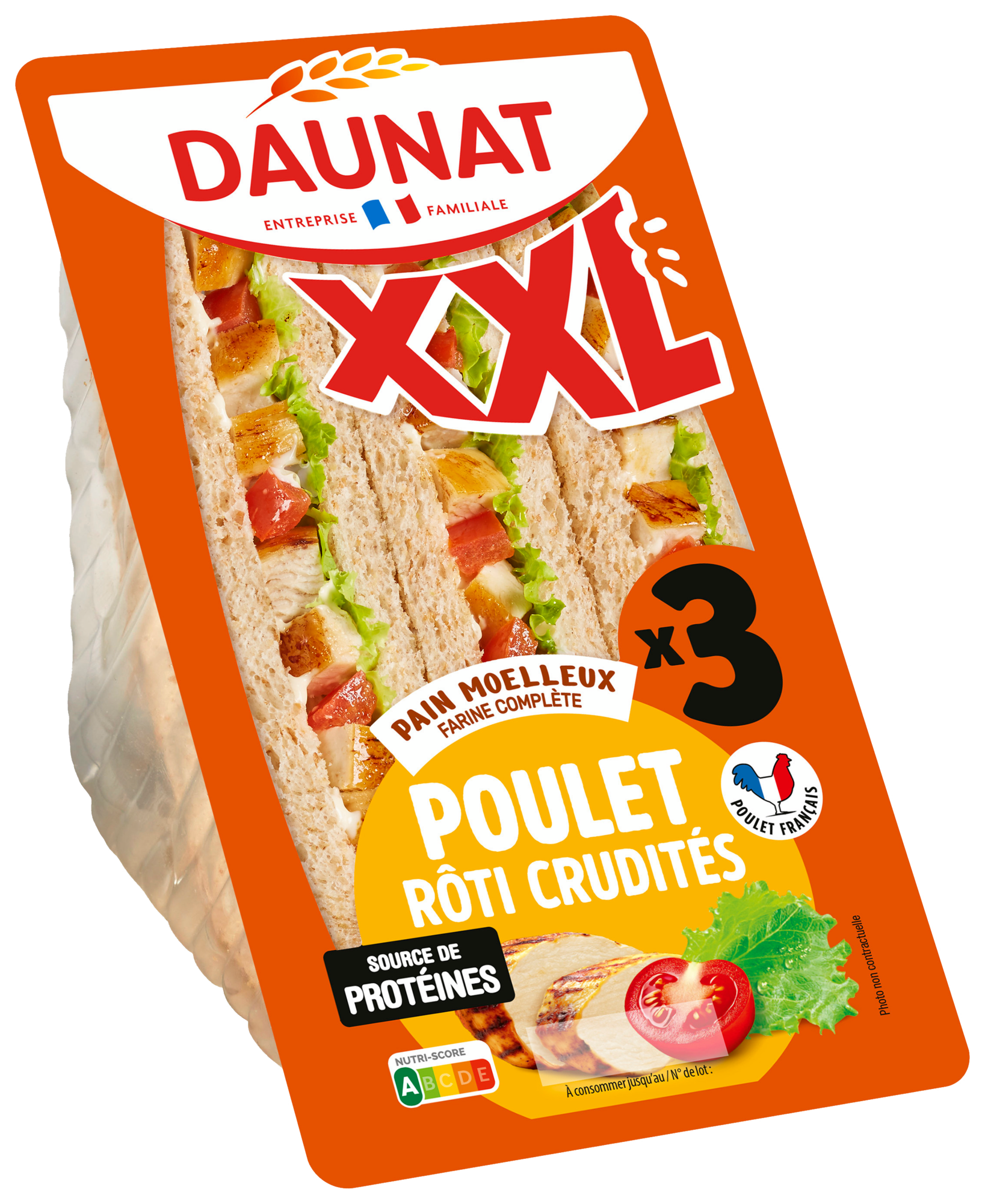 Sandwich XXL poulet rôti crudités