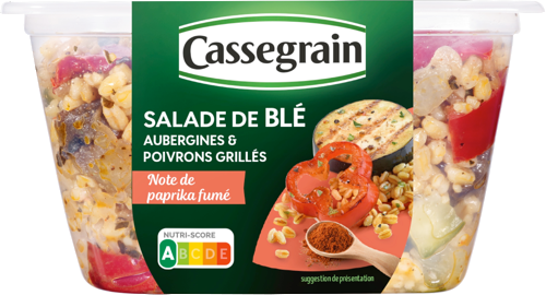 SALADE DE BLÉ AUBERGINES & POIVRONS GRILLÉS NOTE DE PAPRIKA FUMÉ