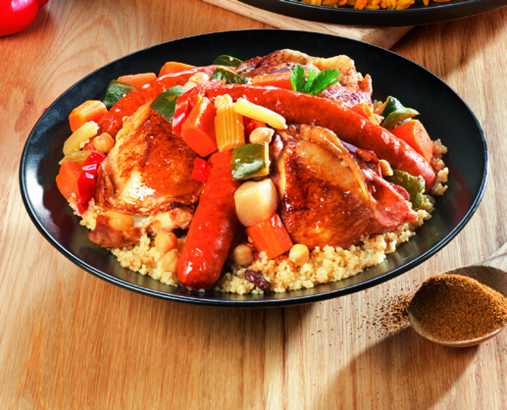 COUSCOUS ROYAL AUX 3 VIANDES AVEC SEMOULE