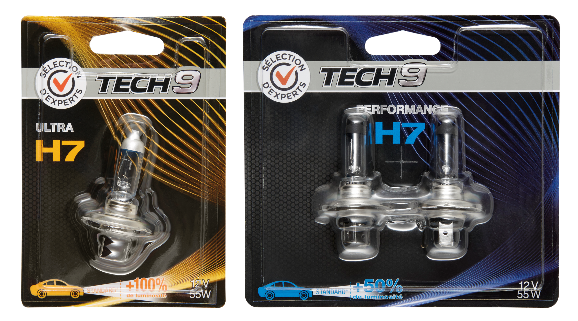 SUR LES PRODUITS PRÉSENTS EN MAGASIN DE LA GAMME D'AMPOULES AUTO "TECH9"