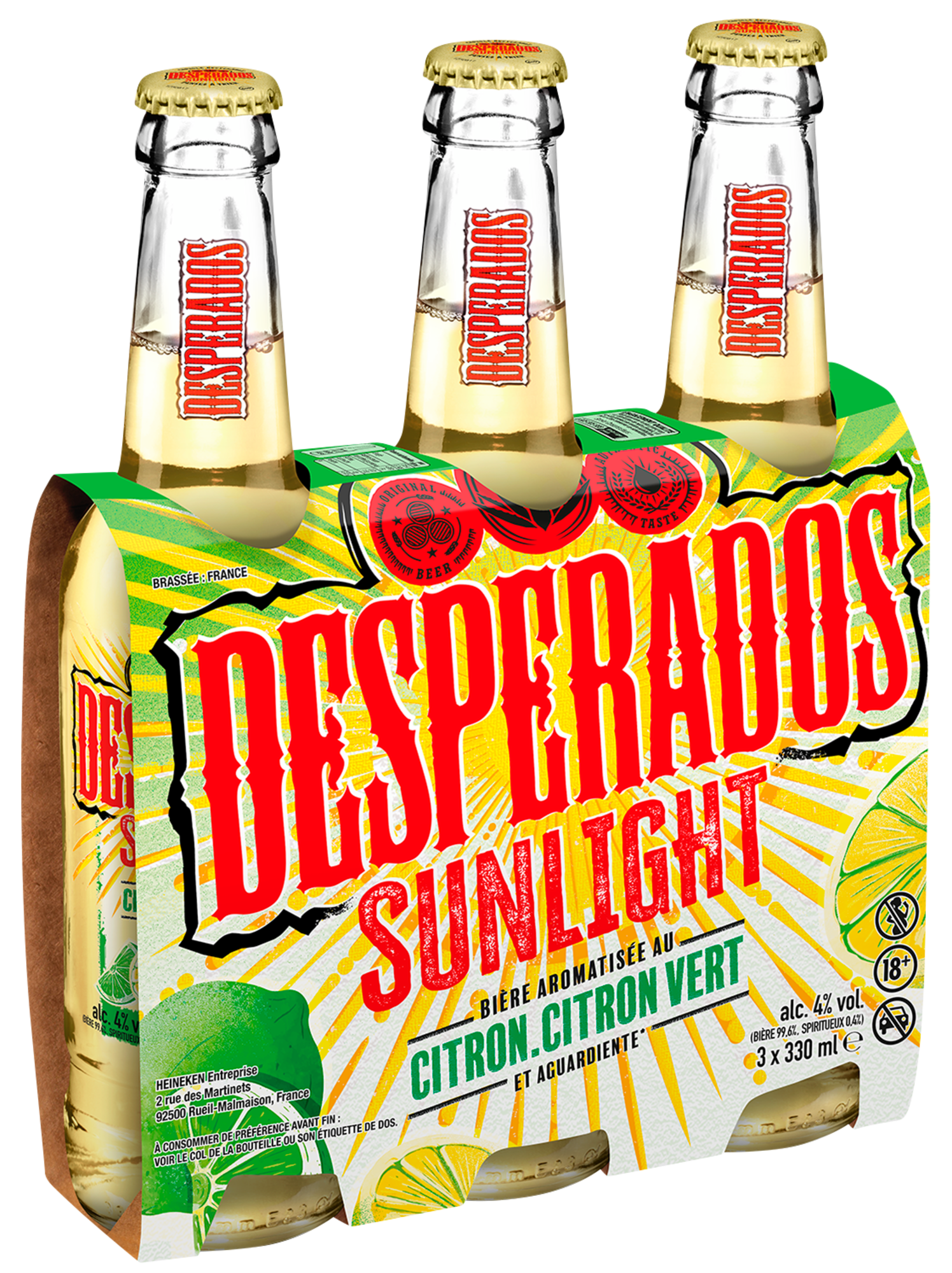 BIÈRE AROMATISÉE À UN SPIRITUEUX À BASE D'AGAVE CITRON CITRON VERT SUNLIGHT