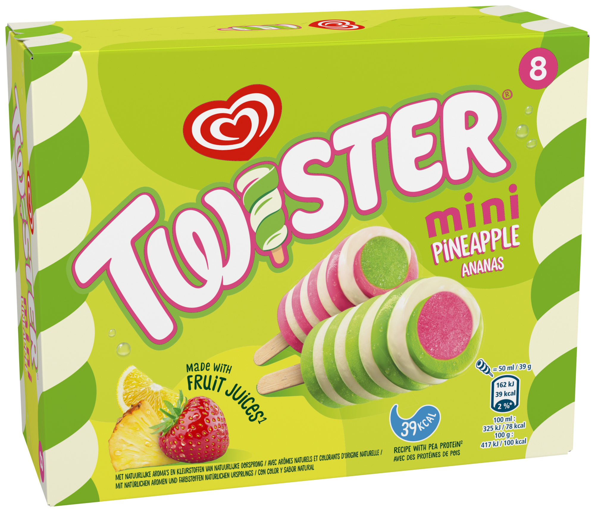 8 mini bâtonnets glacés Twister ananas