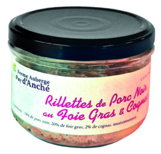 RILLETTES DE PORC NOIR AU FOIE GRAS ET COGNAC FERME DU PUY D’ANCHE