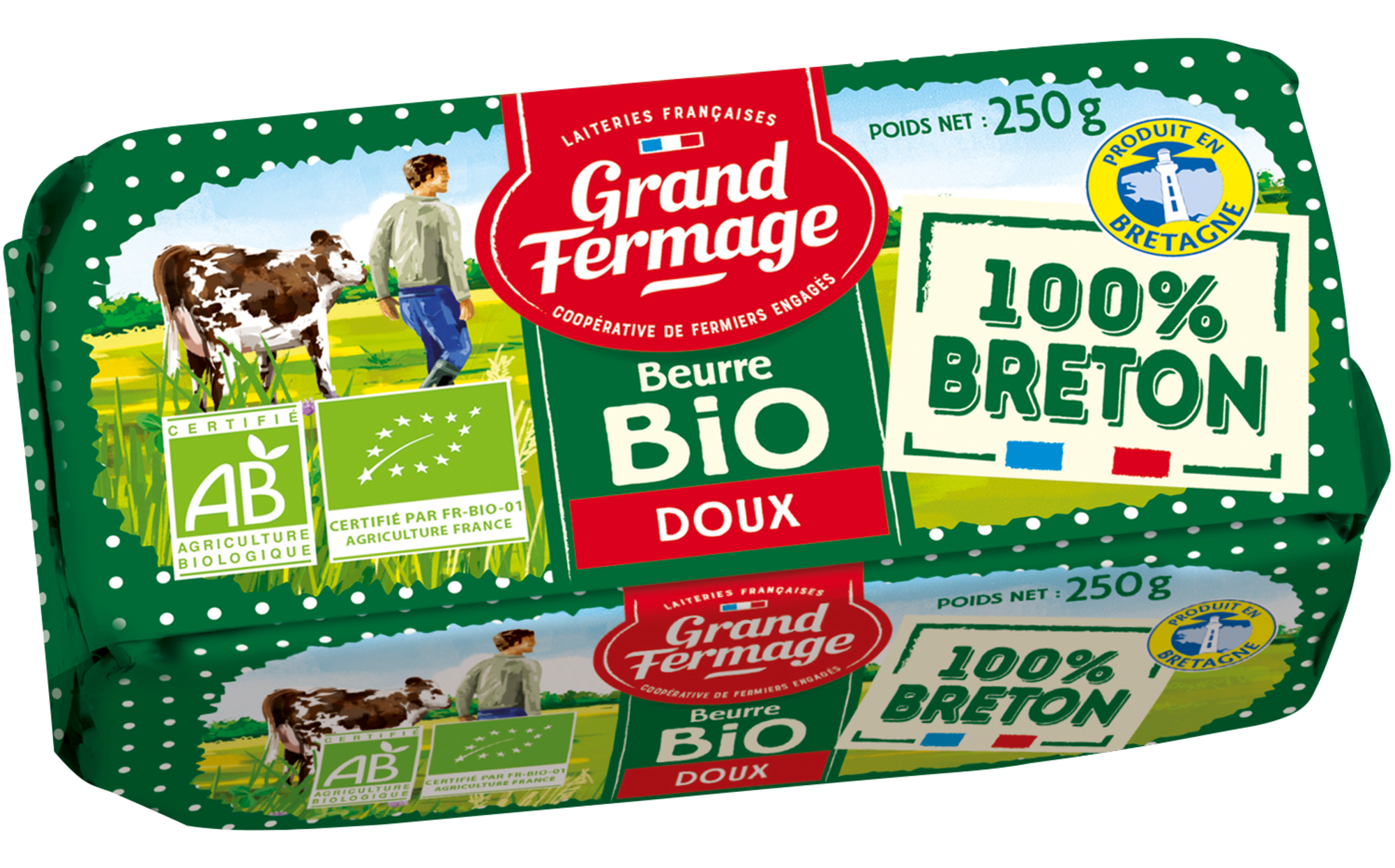 Beurre moulé bio doux 82% Mat. Gr.