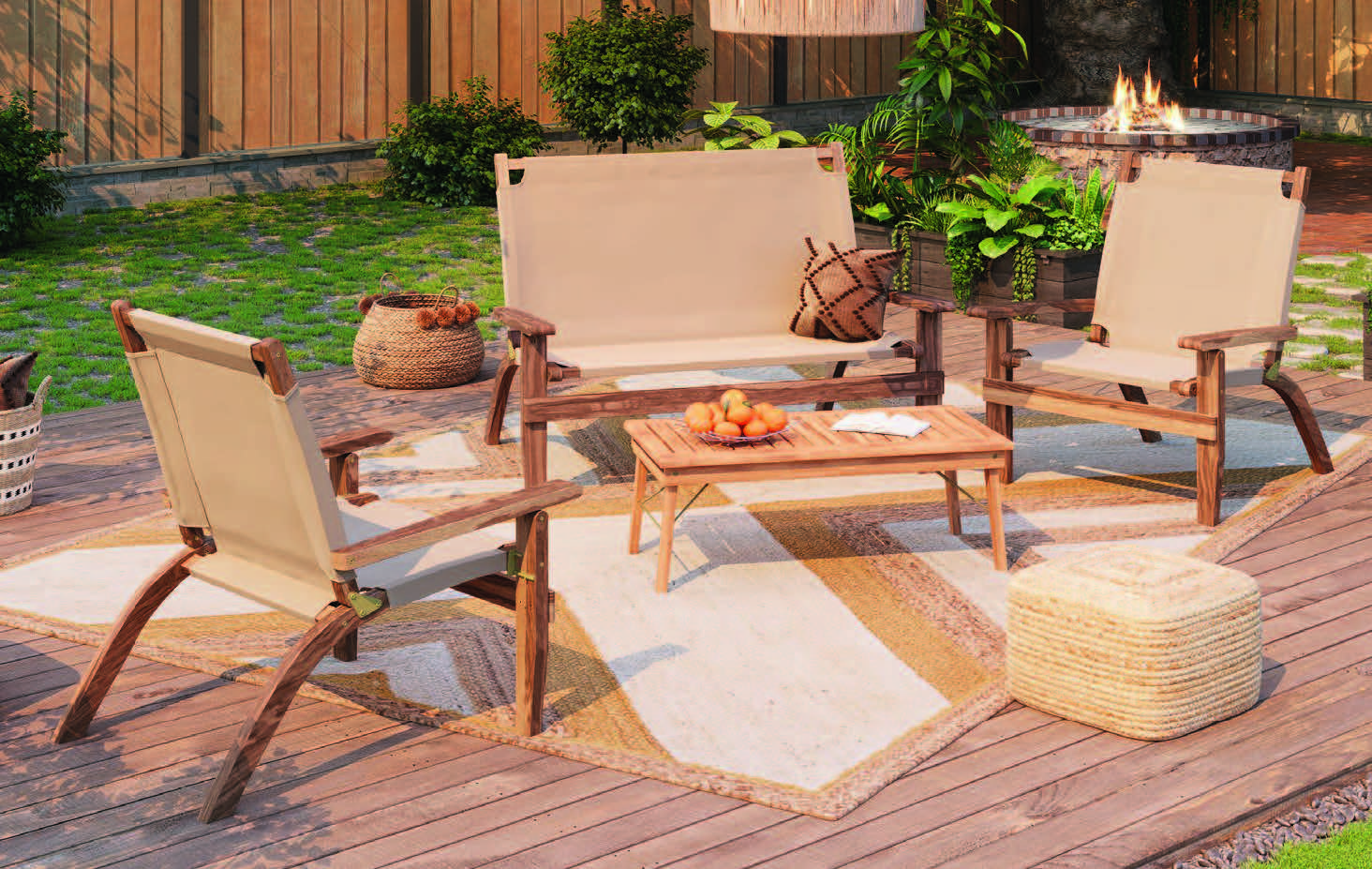 SALON 4 PIÈCES PRIMAVERA PLIANT TAUPE