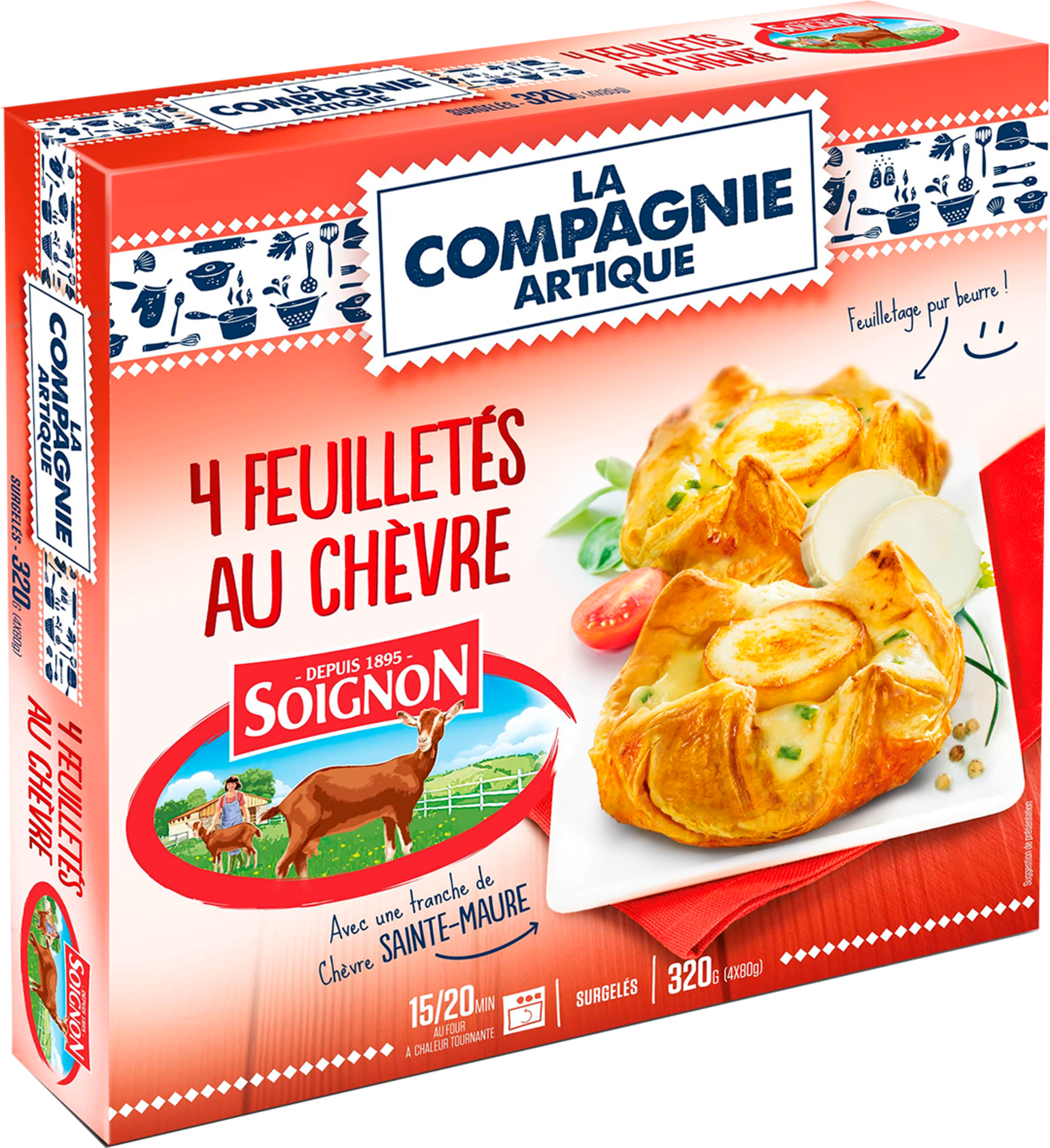 4 feuilletés surgelés au chèvre Soignon ®