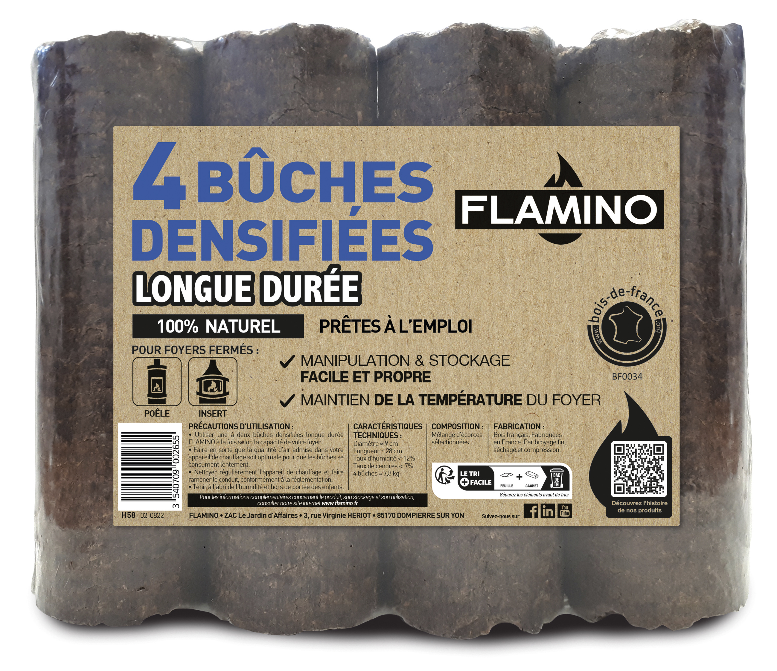 BÛCHES DENSIFIÉES LONGUE DURÉE X4