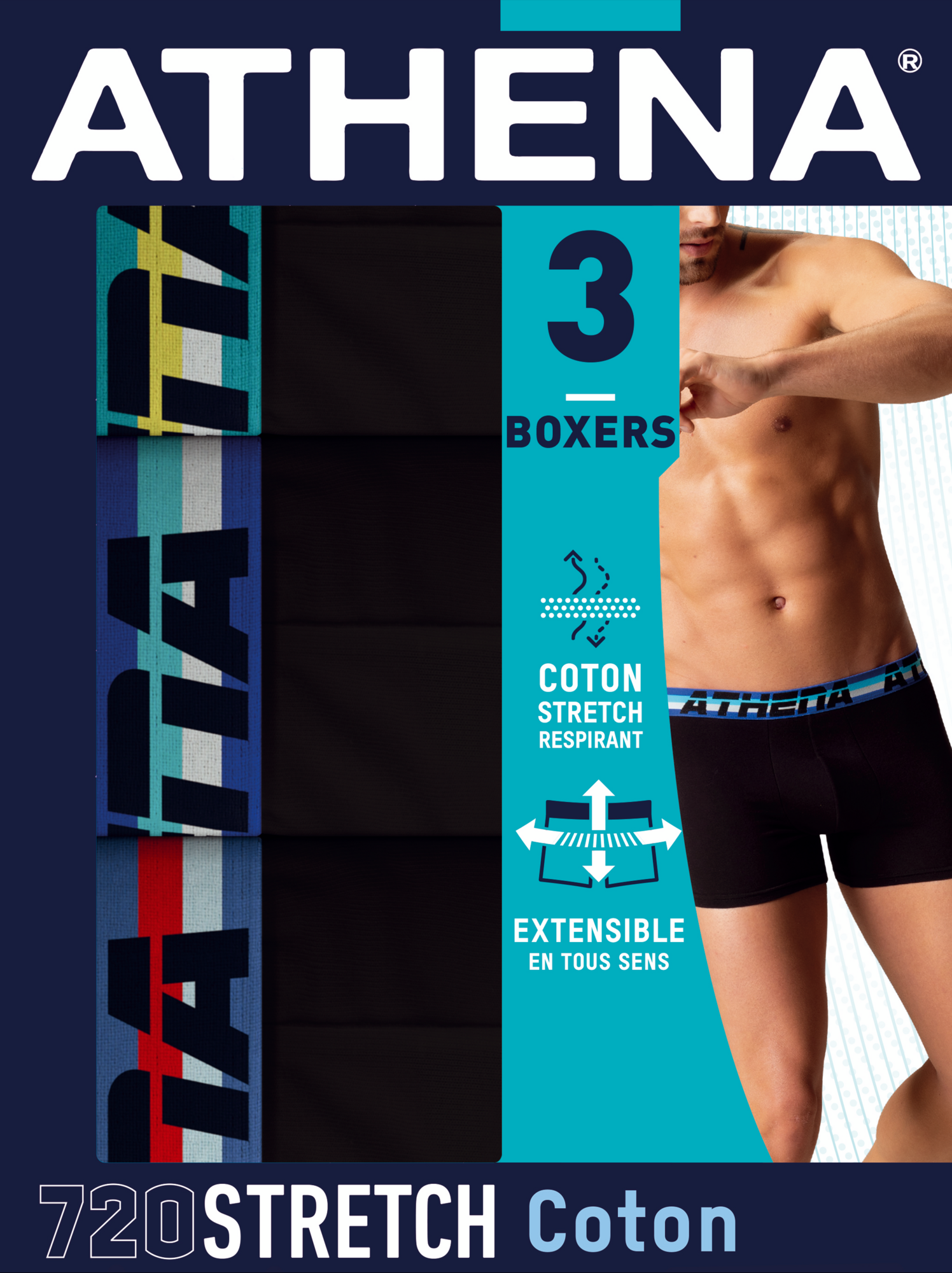 LOT DE 3 BOXERS HOMME