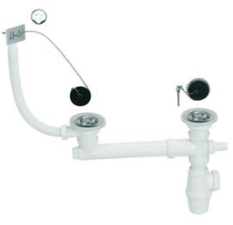 VIDAGE COMPLET ÉVIER GRÈS 2 BACS