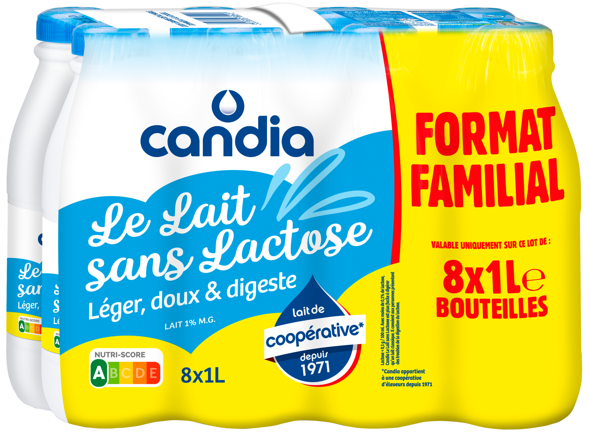 Lait uht sans lactose Léger, doux & digeste 1% Mat. Gr. format familial