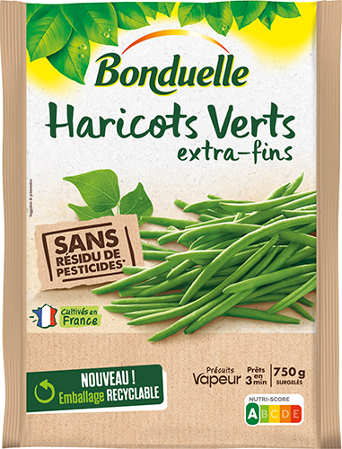 HARICOTS VERTS EXTRA-FINS surgelés 
SANS RÉSIDU DE PESTICIDES