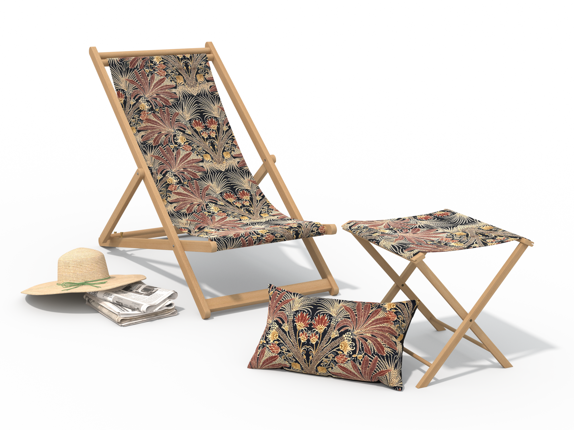 CHILIENNE, REPOSE PIED ET COUSSIN