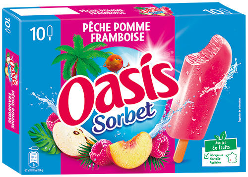 10 BÂTONNETS GLACÉS SORBET PÊCHE POMME FRAMBOISE