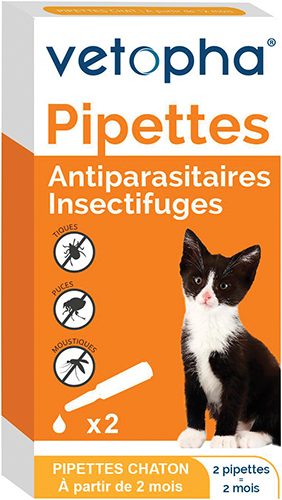 PIPETTES ANTIPARASITAIRES 
INSECTIFUGES POUR CHATONS
