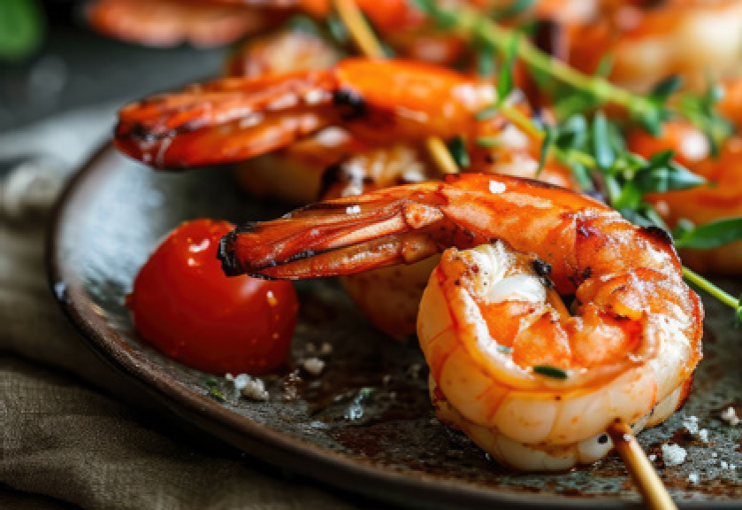 BROCHETTES DE CREVETTES MARINÉES
