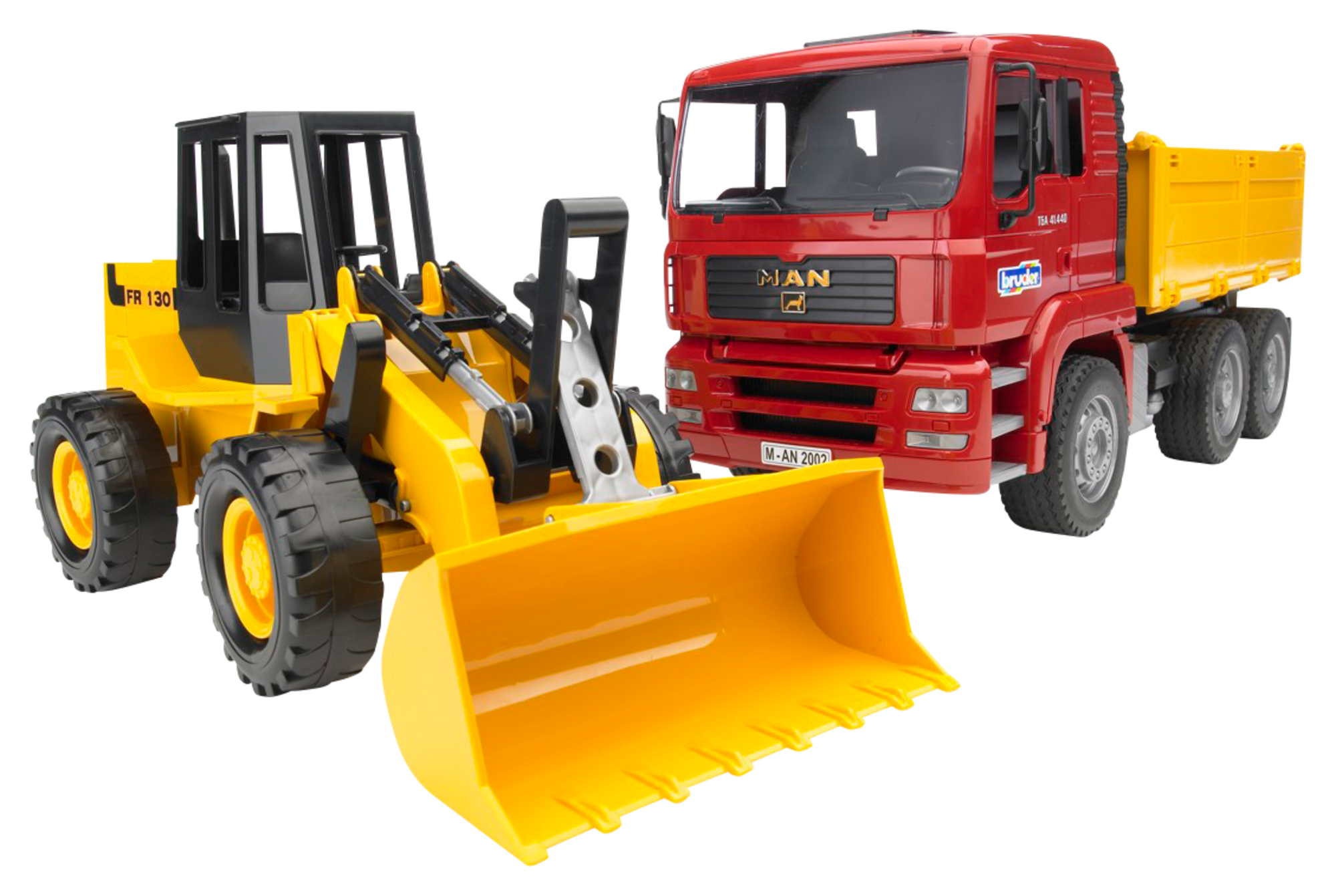 Camion benne avec pelleteuse