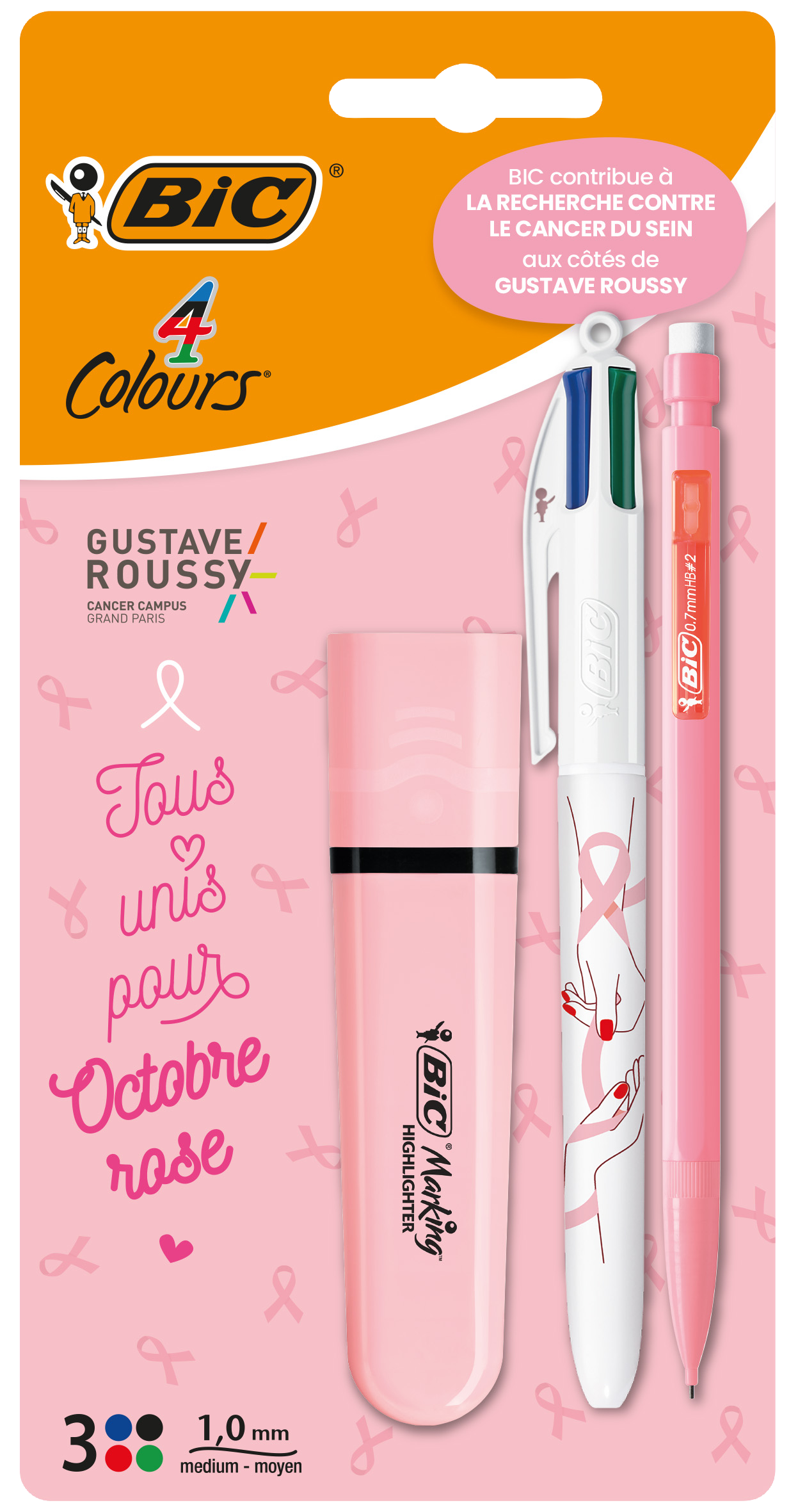 STYLO 4 COULEURS + 1 SURLIGNEUR + 1 PORTE MINE
COLLECTION OCTOBRE ROSE