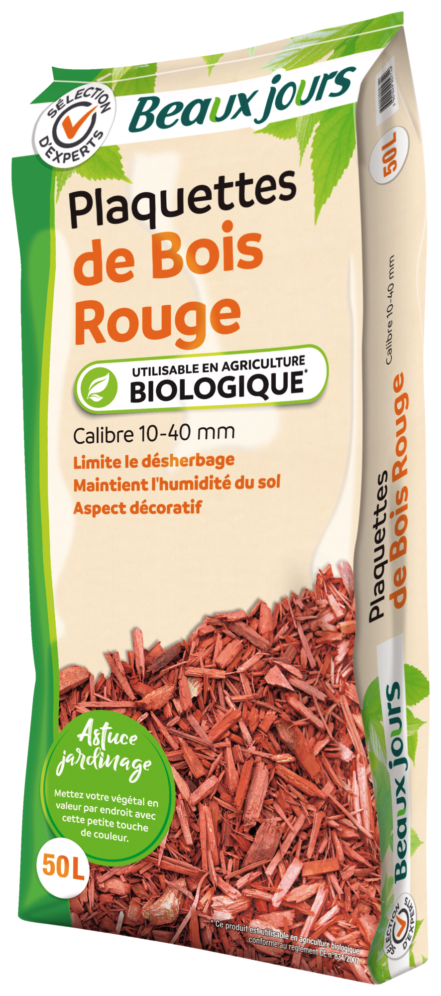 PLAQUETTES DE BOIS ROUGE " BEAUX JOURS"