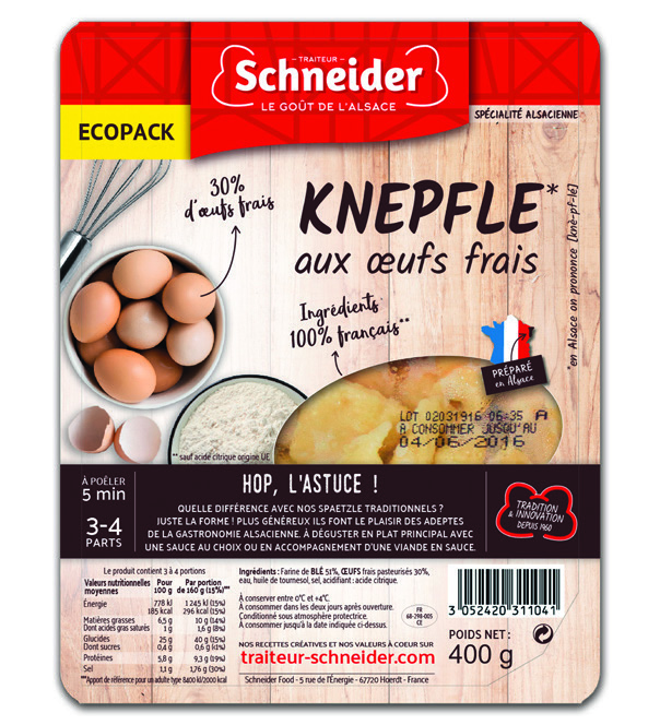 SPAETZLE OU KNEPFLE AUX OEUFS FRAIS 