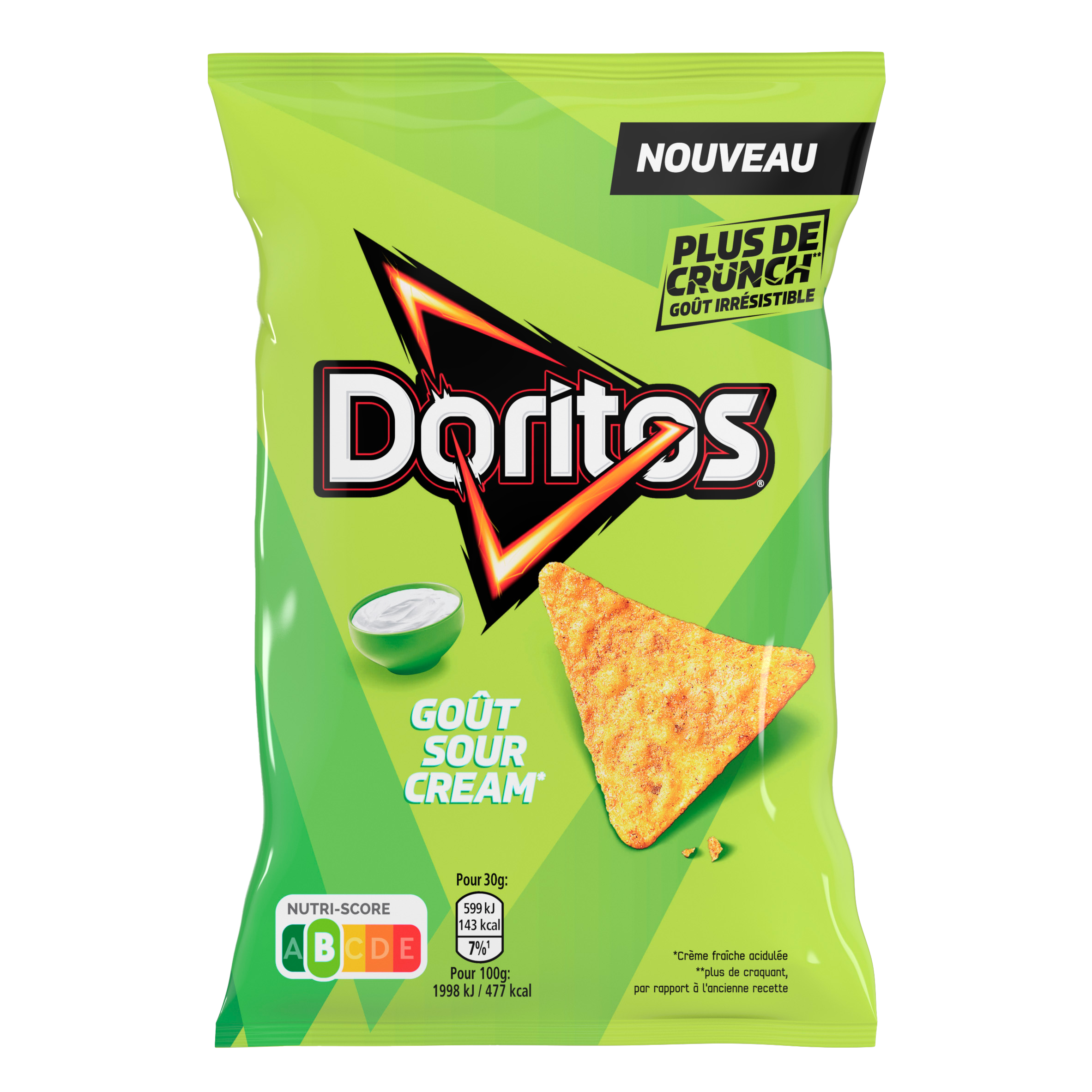 DORITOS GOÛT CRÈME FRAICHE ACIDULÉE, SAVEUR PAPRIKA OU GOÛT NACHO FROMAGE