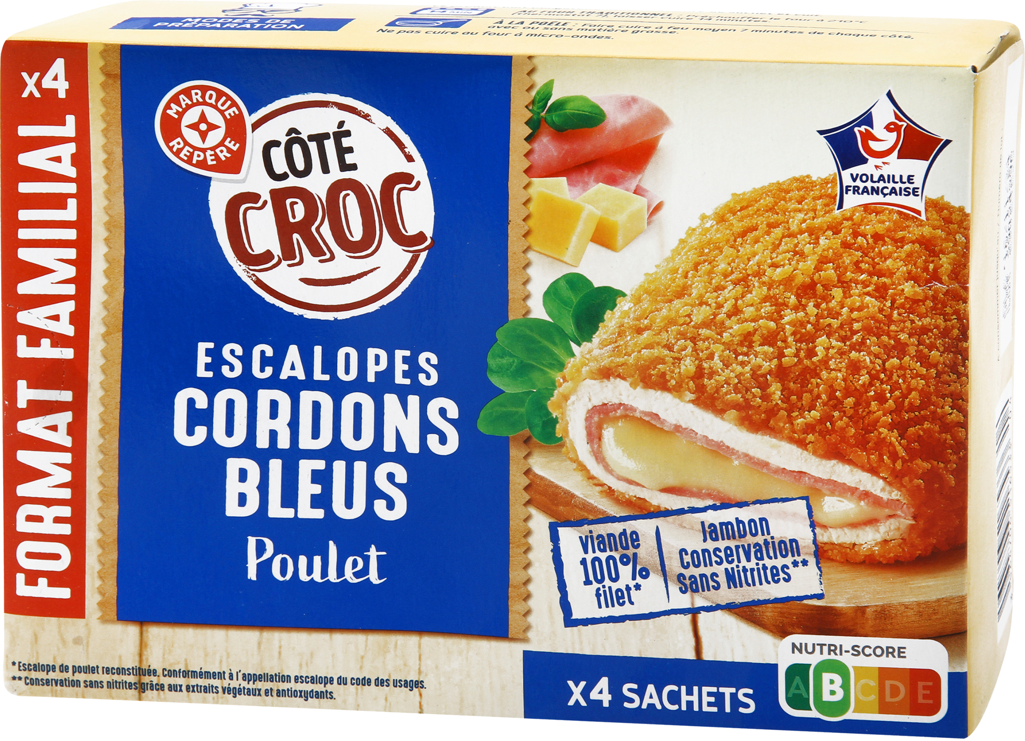 4 ESCALOPES CORDONS BLEUS DE POULET